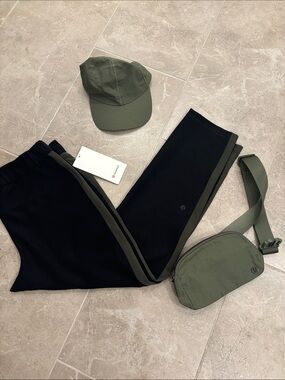 lululemon athletica Black Joggers with Olive Trim